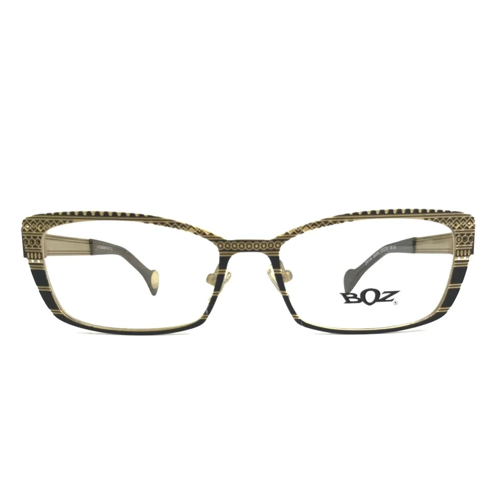 BOZ Eyeglasses Frames ZAYA 0050 Black Gold Cat Eye Full Rim 53-16-135